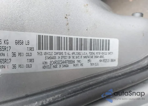 2017 Dodge Grand Caravan Sxt z USA, uszkodzony, nr VIN 2C4RDGCG4HR789204